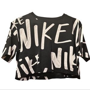 Nike Women's Black and White Logo Crop Top